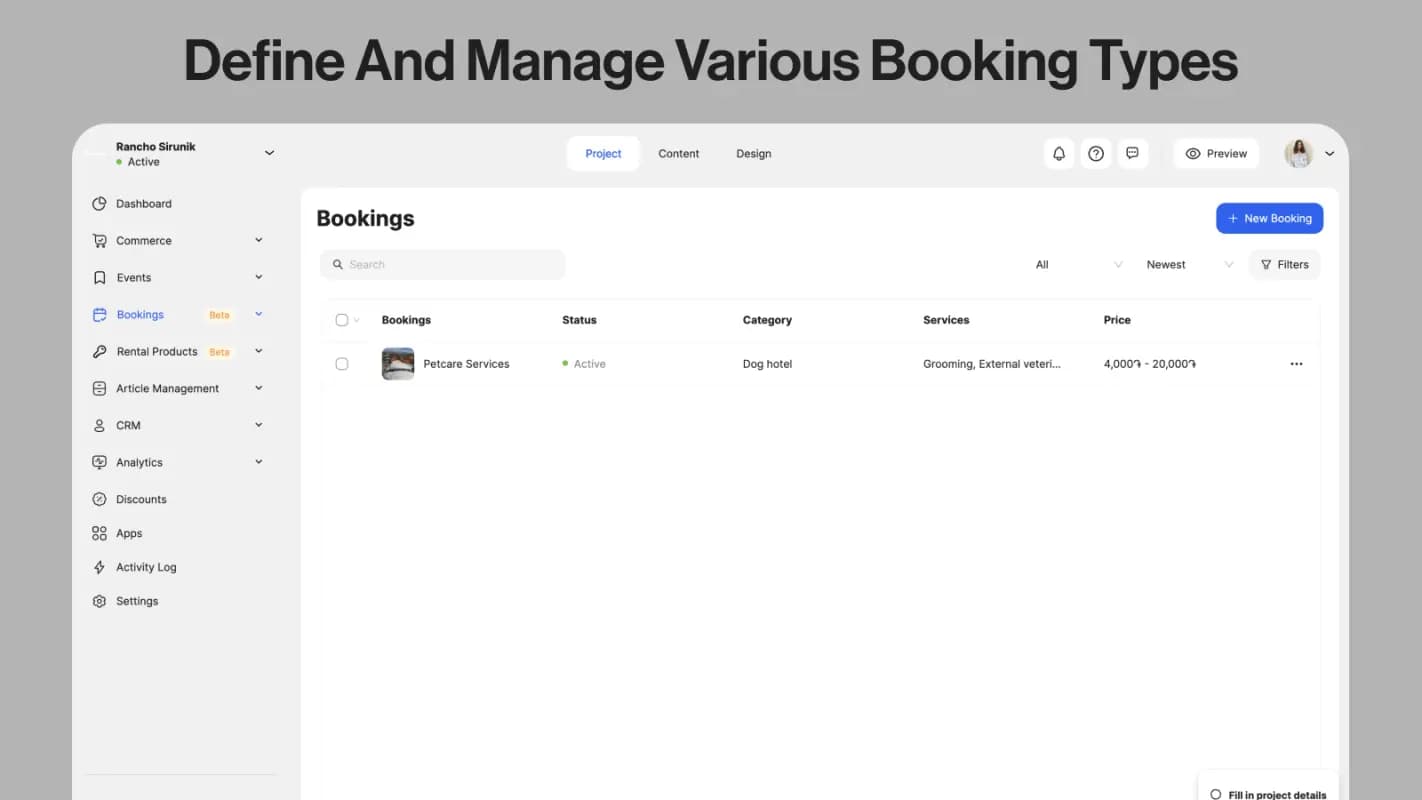 Ucraft Next Bookings